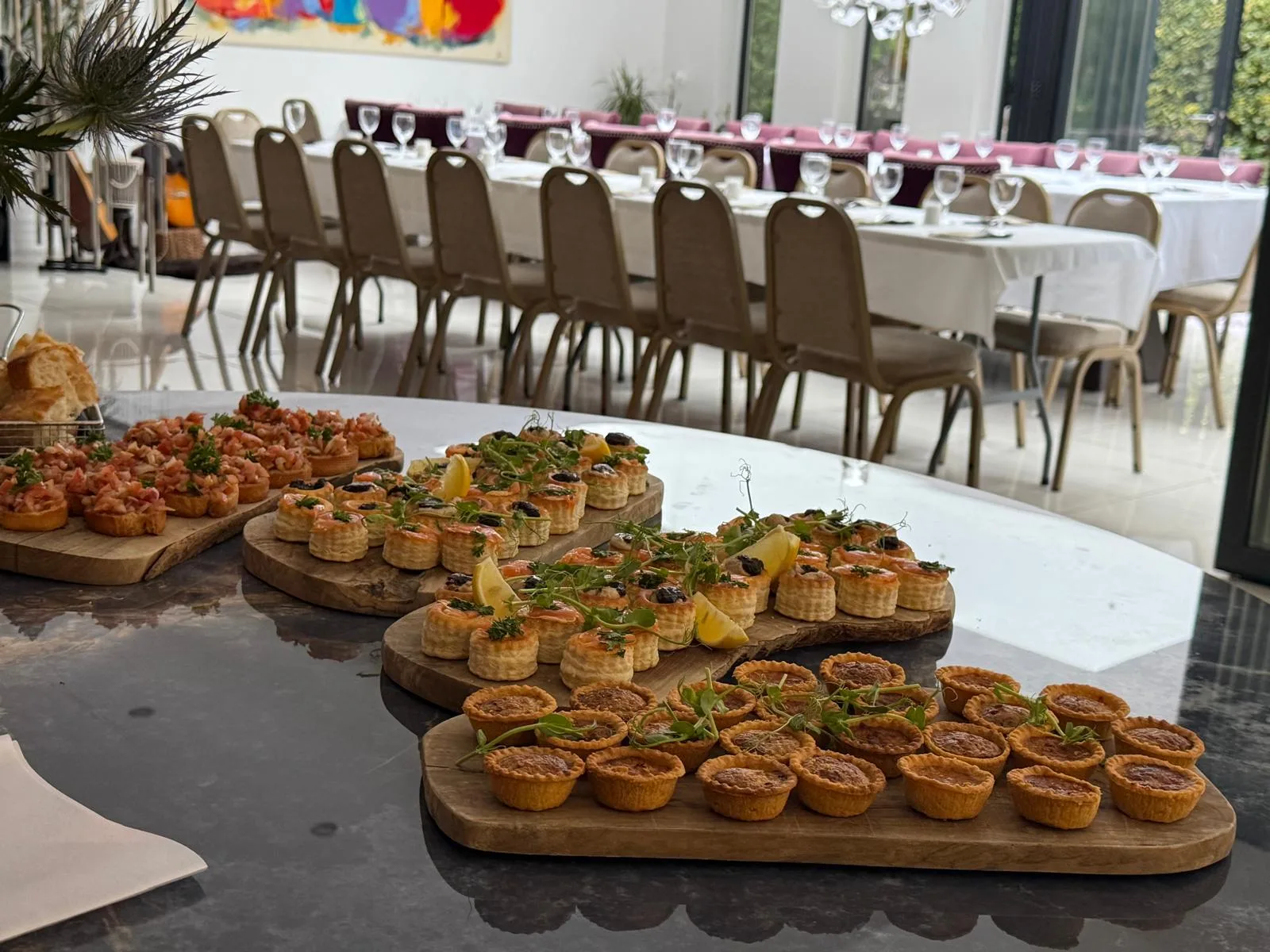Canapés prepared for a large private event